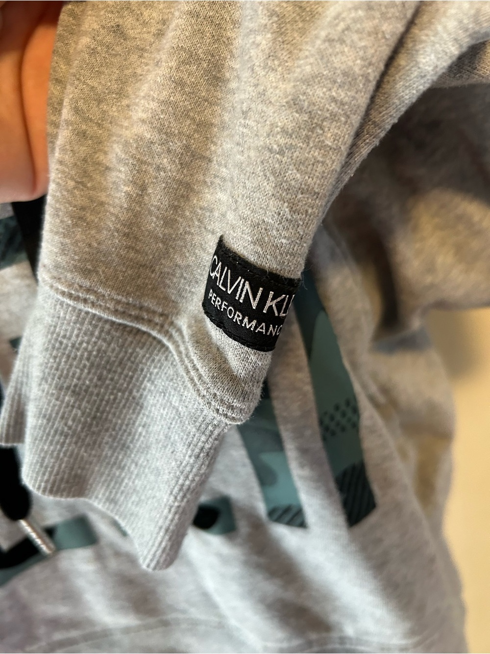 Calvin Klein Gray Hooded Sweatshirt with Camo Logo - Picture 3 of 4